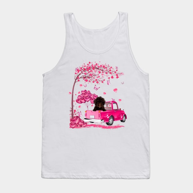 Valentine's Day Love Pickup Truck Spanish Water Dog Tank Top by SuperMama1650